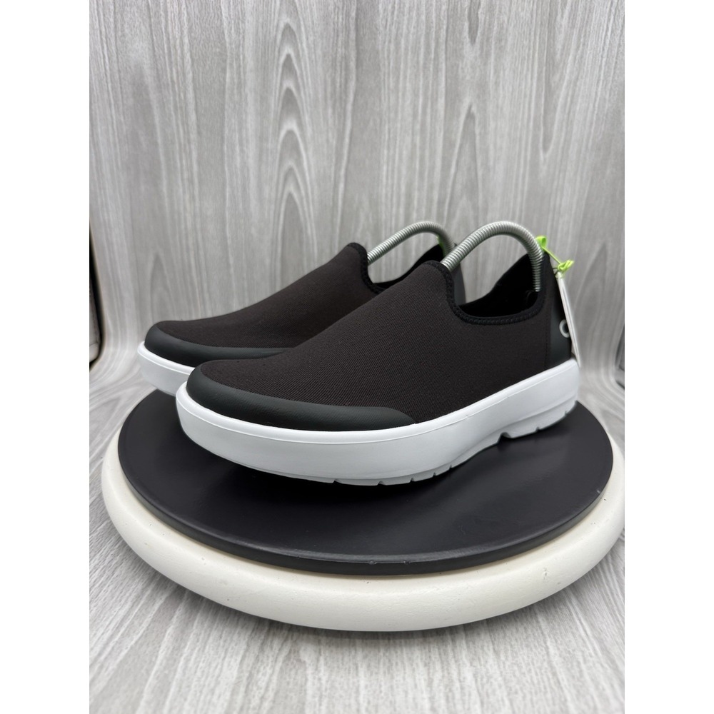 Oofos OOmg eeZee Low Womens Size 11 Black White Recovery Slip On Casual Shoes